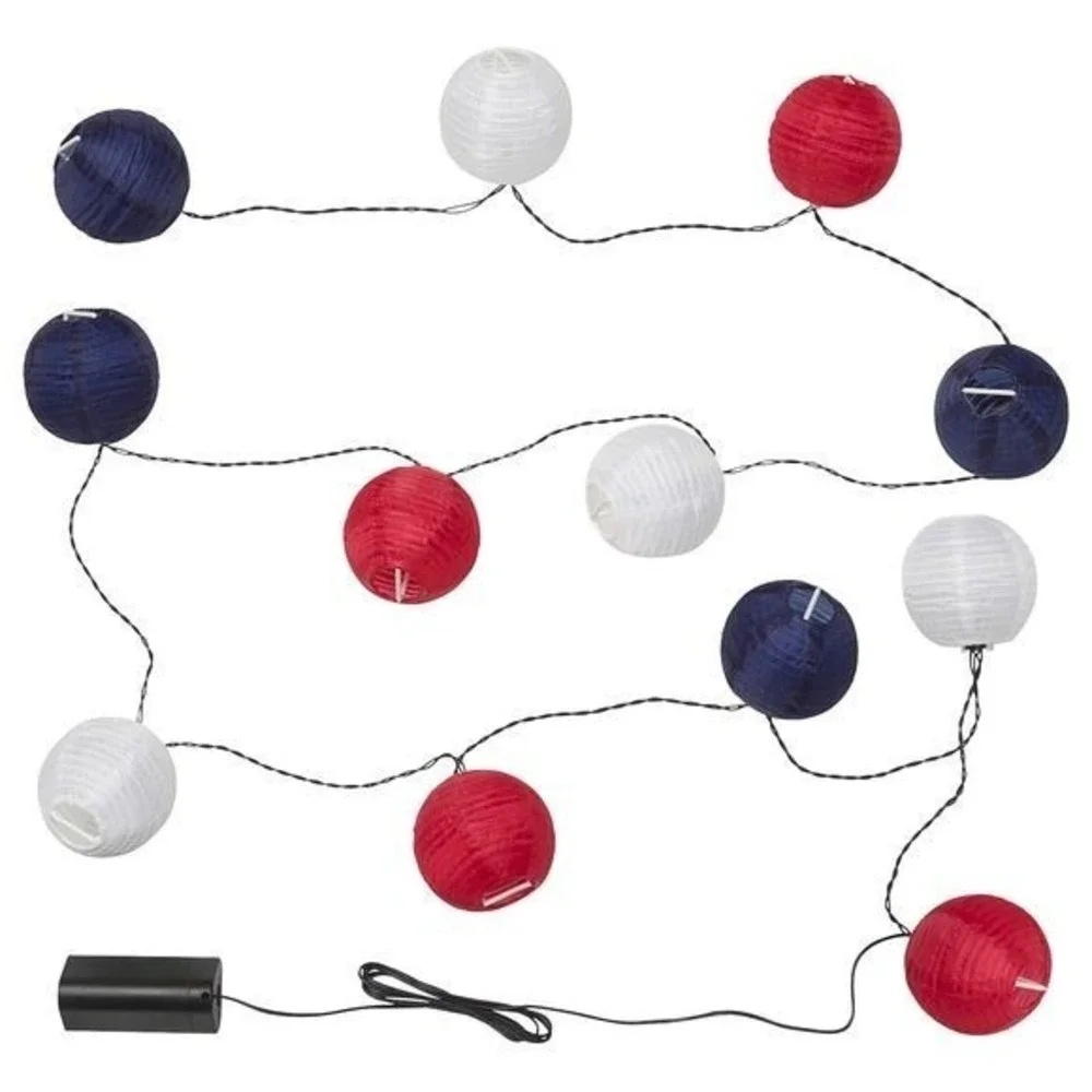 IKEA Knorralg Solvinden LED String Light, 12 Lights Red Blue White July 4th New